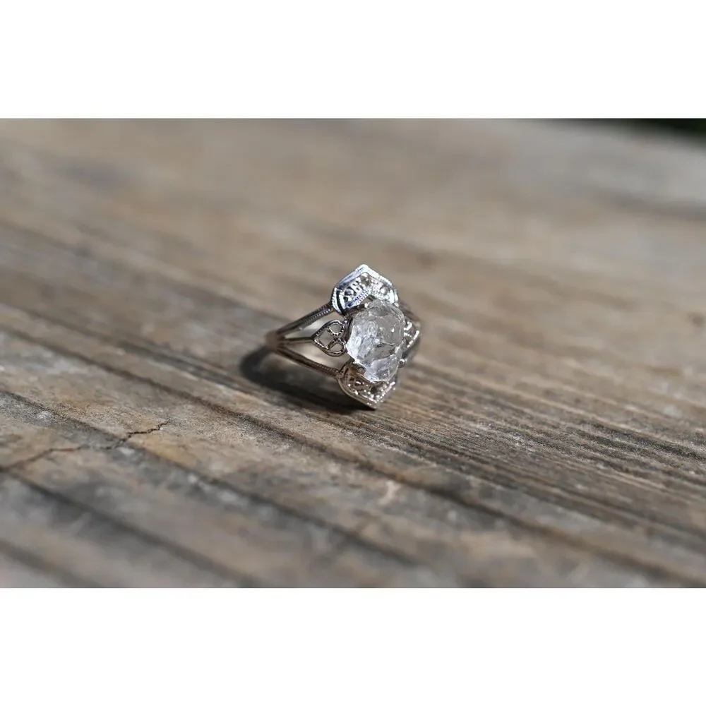 Raw stone jewelry, Lake County diamond engagement ring